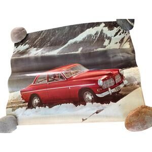 Vintage Volvo Amazon 122 Sedan Poster Dealership Showroom Promo Automotive READ